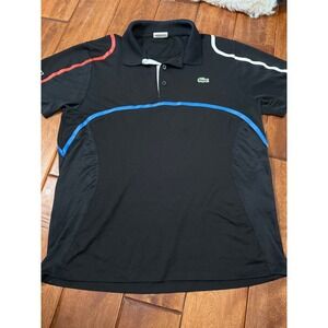 Lacoste Sport Ultra Dry Polo Shirt Mens 4 Black Colorblock Mesh DH3395